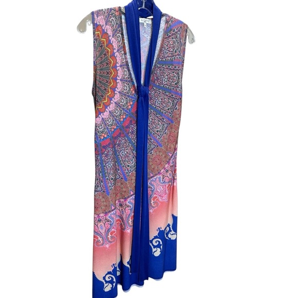 Etro - Paisley Print Sleeveless Shift Midi Dress, Neck Ties - Size 8 -US, 44 -IT - Picture 10 of 16